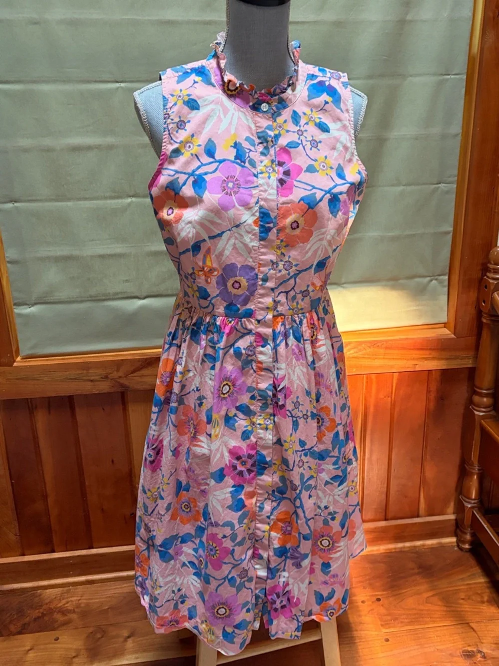 J. Crew Pink Floral Sleeveless Button-Front Cocktail Dress